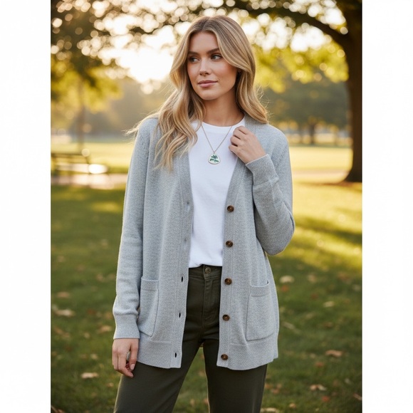 Sundance Sweaters - Sundance Gray Merino Wool Blend Button Front Cardigan Sweater PM Petite Medium